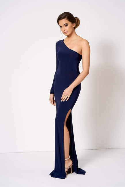 Navy One Shoulder Bridesmaid Maxi Dress [product_collection] - Club L London ClubL
