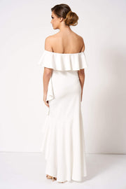 White Bardot Asymmetric Frill Maxi Dress [product_collection] - Club L London ClubL