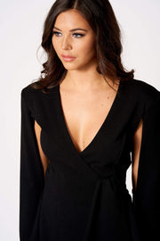 Black Cape Sleeve Blazer Co-Ord [product_collection] - Club L London ClubL