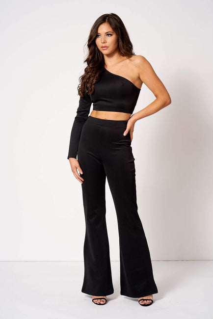 Black High Waisted Flare Trouser Co-Ord [product_collection] - Club L London ClubL