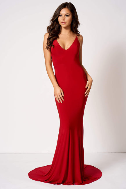Red Backless Knot Detail Fishtail Maxi Dress [product_collection] - Club L London ClubL