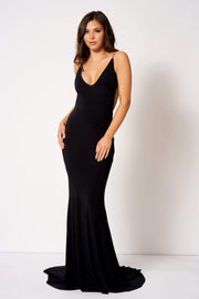 Black Backless Knot Detail Fishtail Maxi Dress [product_collection] - Club L London ClubL