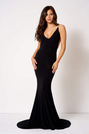 Black Backless Knot Detail Fishtail Maxi Dress [product_collection] - Club L London ClubL