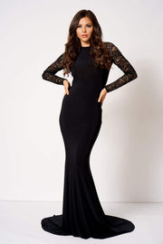 Black Lace Insert Fishtail Maxi Dress [product_collection] - Club L London ClubL