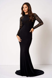 Black Lace Insert Fishtail Maxi Dress [product_collection] - Club L London ClubL
