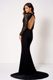 Black Lace Insert Fishtail Maxi Dress [product_collection] - Club L London ClubL
