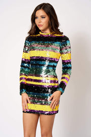 Striped Sequin Mini Bodycon Dress [product_collection] - Club L London ClubL