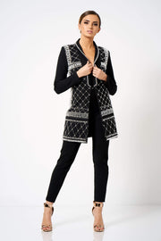 Black Pearl Embellished Long Line Blazer Jacket [product_collection] - Club L London ClubL