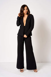 Black High Waisted Side Split Trousers [product_collection] - Club L London ClubL