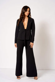 Black High Waisted Side Split Trousers [product_collection] - Club L London ClubL