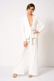 White Tie Front Plunge Tailored Blazer [product_collection] - Club L London ClubL