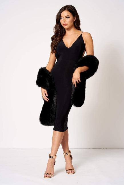 Black Slinky Bum Ruched Midi Dress [product_collection] - Club L London ClubL