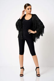 Black Fringe Tassel Jacket [product_collection] - Club L London ClubL