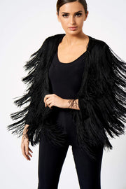 Black Fringe Tassel Jacket [product_collection] - Club L London ClubL