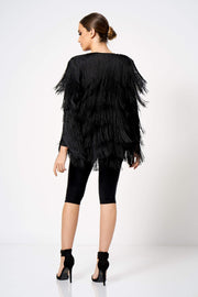 Black Fringe Tassel Jacket [product_collection] - Club L London ClubL