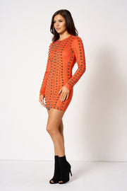 Orange Faux Suede Studded Mini Bodycon Dress [product_collection] - Club L London ClubL