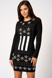Black Embellished Star Mini Bodycon Dress [product_collection] - Club L London ClubL