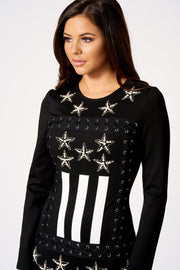 Black Embellished Star Mini Bodycon Dress [product_collection] - Club L London ClubL
