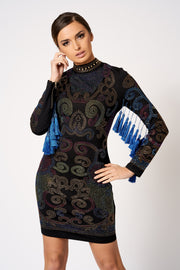 Black Embellished Tassel Mini Bodycon Dress [product_collection] - Club L London ClubL