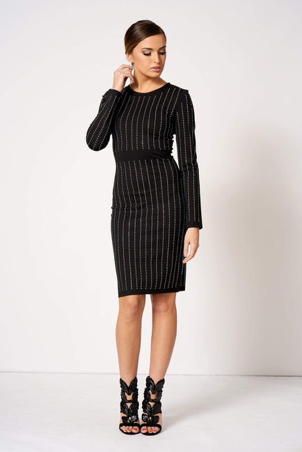 Black Crystal Embellished Bodycon Midi Dress [product_collection] - Club L London ClubL