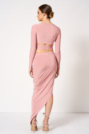 Pink Wrap Plunge Co-Ord Crop Top [product_collection] - Club L London ClubL