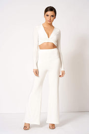 White Slinky Knot Detail Crop Top [product_collection] - Club L London ClubL
