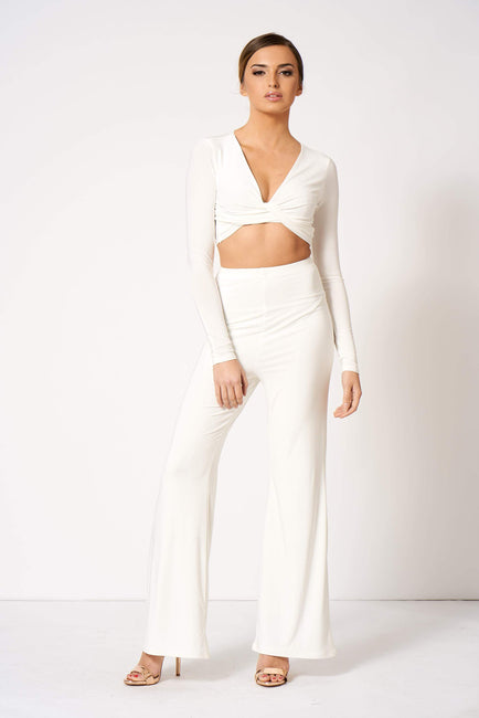 White Slinky Knot Detail Crop Top [product_collection] - Club L London ClubL