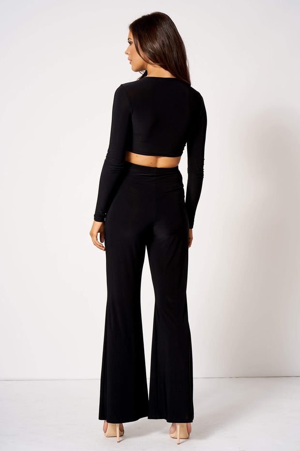 Ada Black Lace Overlay Flared Trousers – Club L London - IRE