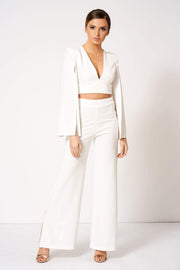 White Plunge Cape Sleeve Crop Top [product_collection] - Club L London ClubL