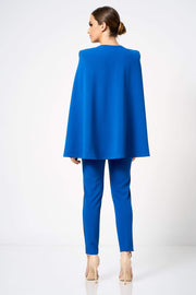 Blue Double Breasted Cape Blazer Co-ord - Club L London Girl Boss suit