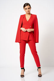 Red Double Breasted Cape Blazer Co-ord - Club L London Girl Boss Suit