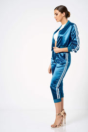 Blue Satin Co-Ord Tracksuit Joggers [product_collection] - Club L London ClubL