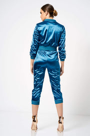 Blue Satin Co-Ord Tracksuit Jacket [product_collection] - Club L London ClubL