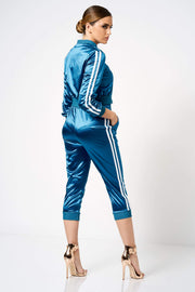 Blue Satin Co-Ord Tracksuit Joggers [product_collection] - Club L London ClubL