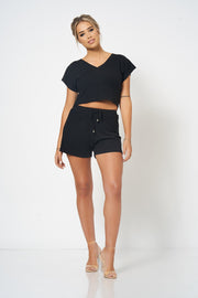 Black Cropped Lounge Playsuit [product_collection] - Club L London ClubL