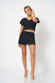 Black Cropped Lounge Playsuit [product_collection] - Club L London ClubL