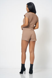 Mocha Cropped Lounge Playsuit [product_collection] - Club L London ClubL