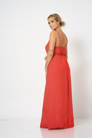 Red Strap Detail Maxi Dress