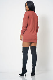 Dark Coral Sweatshirt Dress