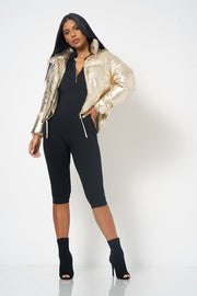 Metallic Gold Puffer Jacket [product_collection] - Club L London ClubL