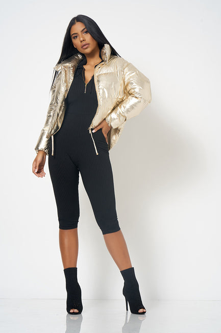 Metallic Gold Puffer Jacket [product_collection] - Club L London ClubL