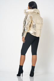 Metallic Gold Puffer Jacket [product_collection] - Club L London ClubL