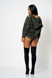 Camo Sequin Detail Hooded Denim Jacket [product_collection] - Club L London ClubL
