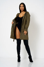 Khaki Hooded Parker Jacket [product_collection] - Club L London ClubL
