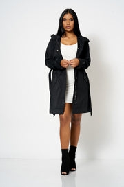 Black Hooded Parker Jacket [product_collection] - Club L London ClubL