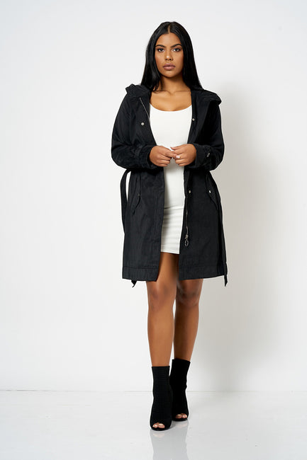 Black Hooded Parker Jacket [product_collection] - Club L London ClubL