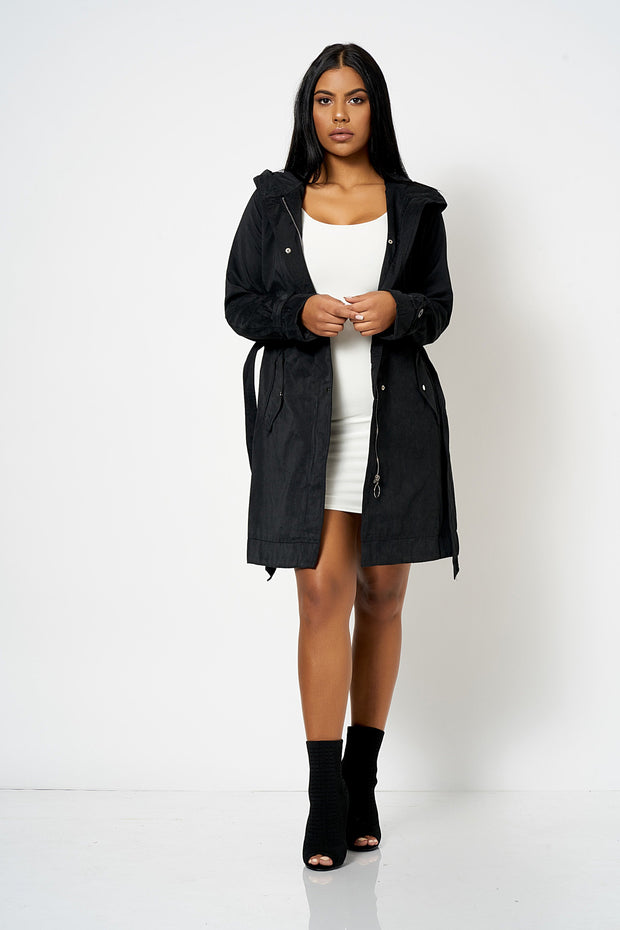 Black Hooded Parker Jacket [product_collection] - Club L London ClubL