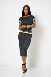 Grey Lurex Knitted Co-ord Top