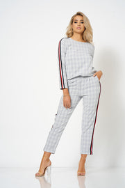 Grey Stripe Detail Checked Co-Ord Box Top [product_collection] - Club L London ClubL