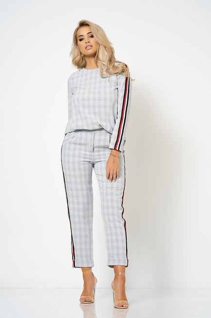 Grey Stripe Detail Checked Co-Ord Box Top [product_collection] - Club L London ClubL